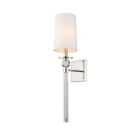 Z-Lite Mia 1 Light Wall Sconce, Polished Nickel & White 805-1S-PN